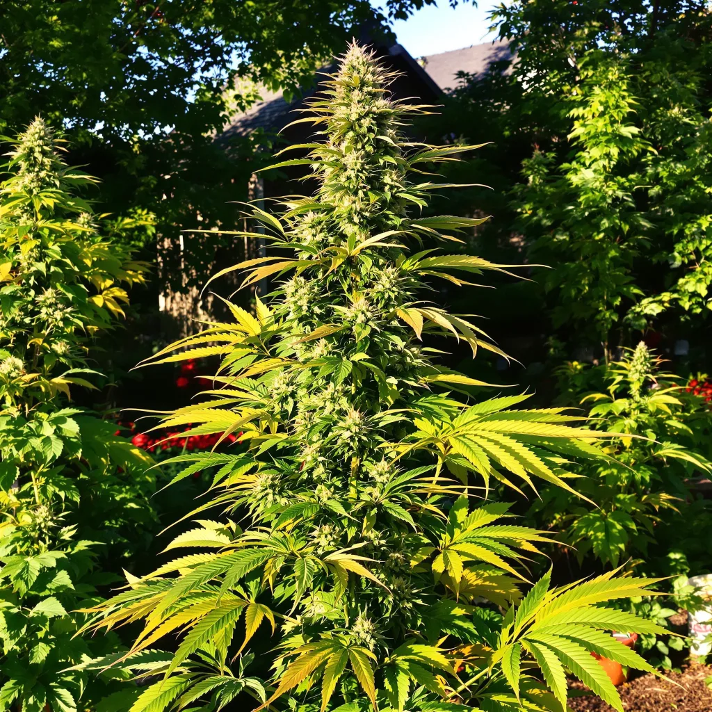 Gorilla Nut 49% Indica / 51% Sativa — Blüte mit sichtbaren Trichomen