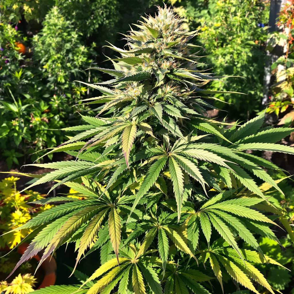 Grandmommy Purple 76% Indica / 24% Sativa — Blüte mit sichtbaren Trichomen
