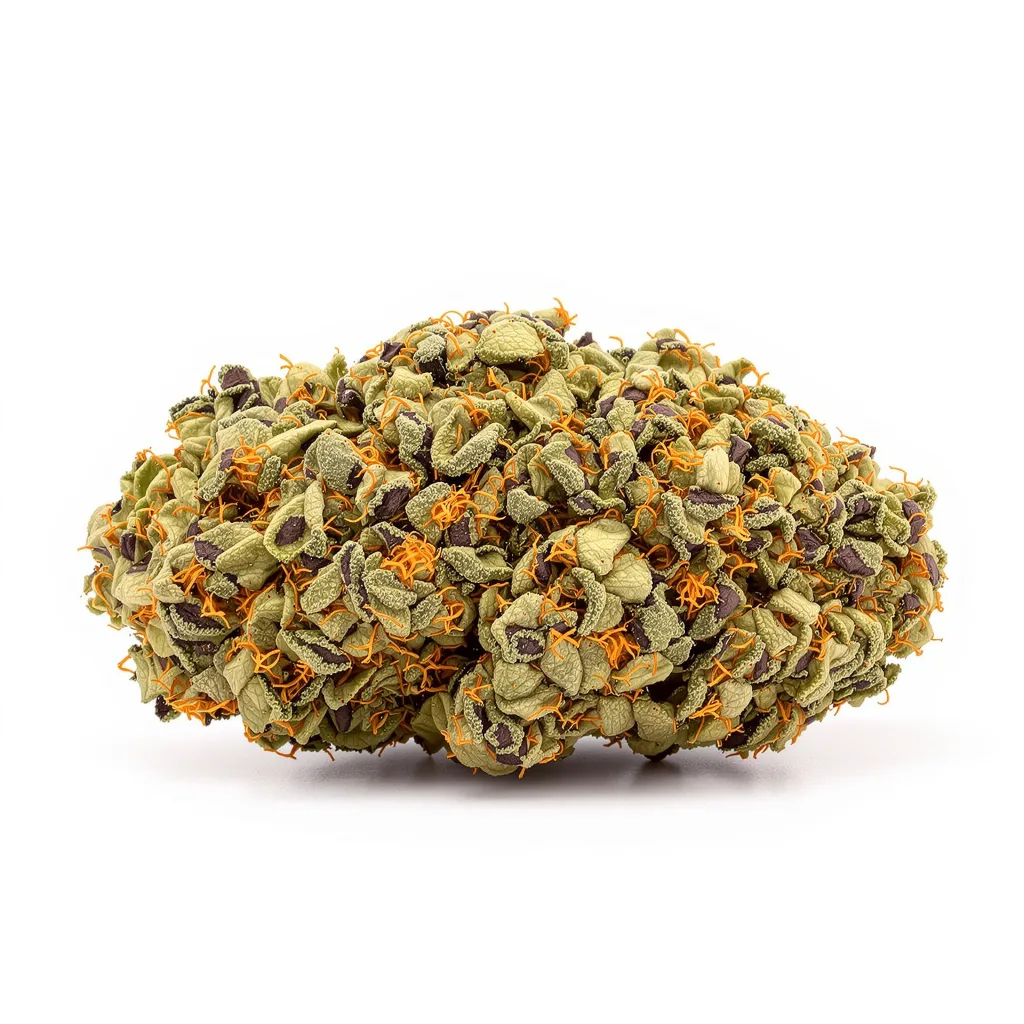 Grape Skunk 88% Indica / 12% Sativa — Blüte mit sichtbaren Trichomen