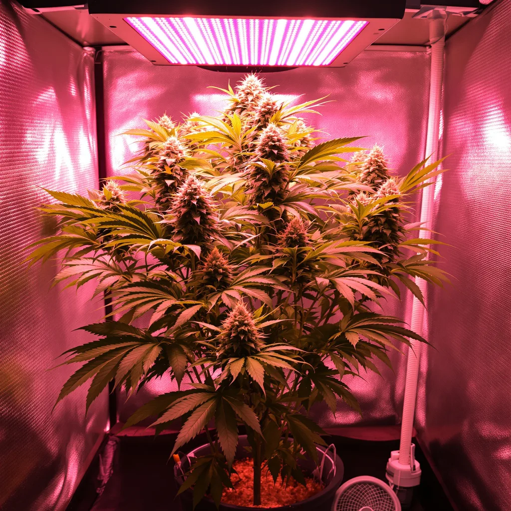 Grape Stomper 75% Indica / 25% Sativa — Blüte mit sichtbaren Trichomen