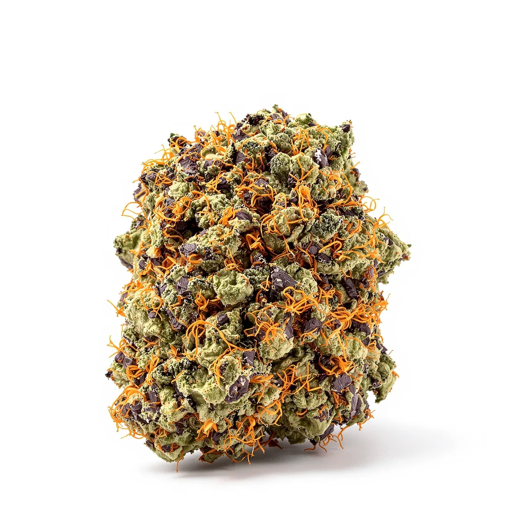 Grape Stomper 75% Indica / 25% Sativa — Blüte mit sichtbaren Trichomen