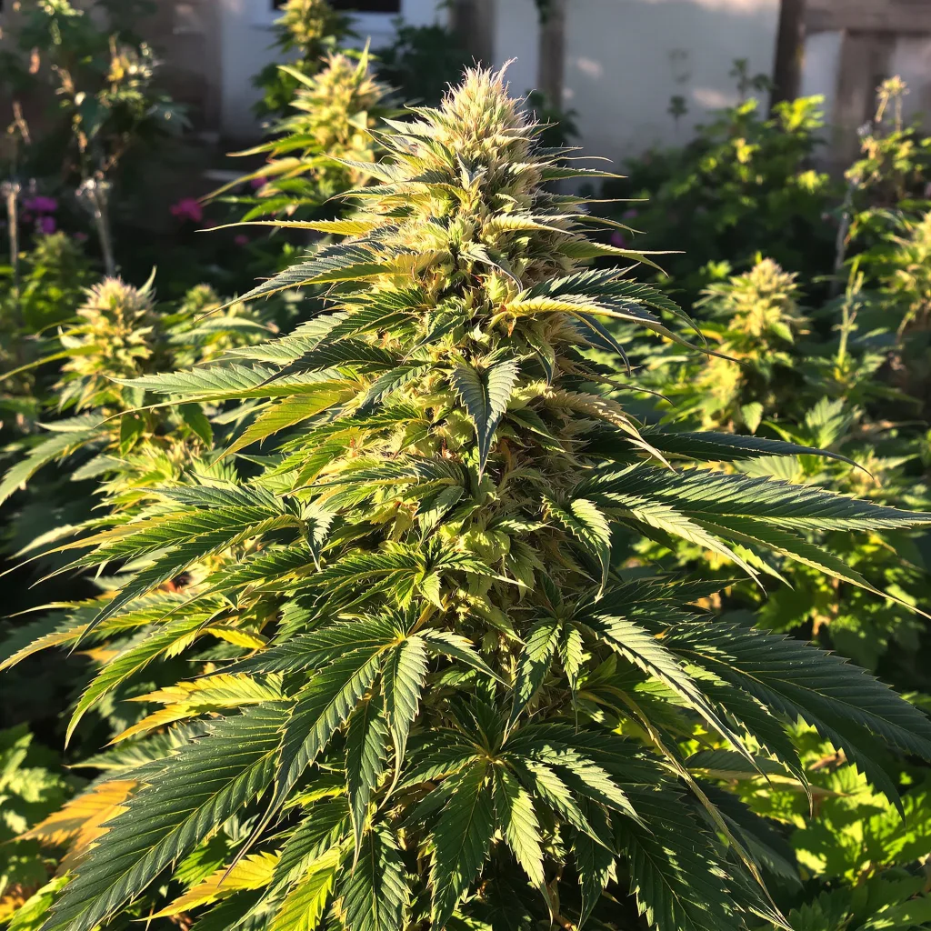 Grape Valley Kush 81% Indica / 19% Sativa — Blüte mit sichtbaren Trichomen