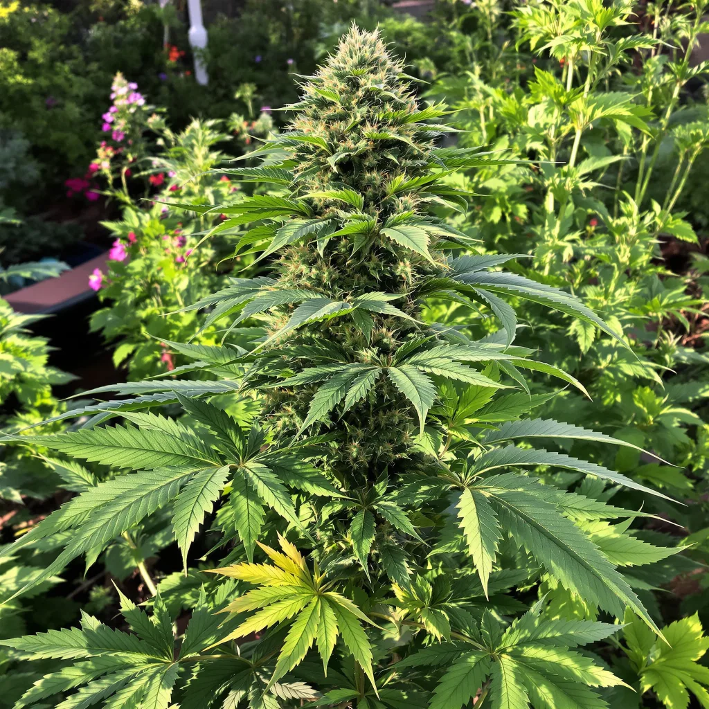 Great White Shark 78% Indica / 22% Sativa — Blüte mit sichtbaren Trichomen