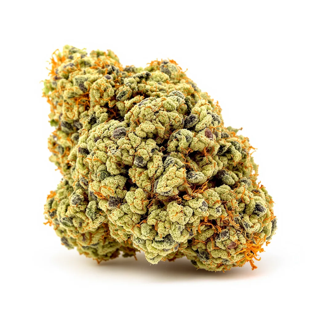 Green Dream 18% Indica / 82% Sativa — Blüte mit sichtbaren Trichomen