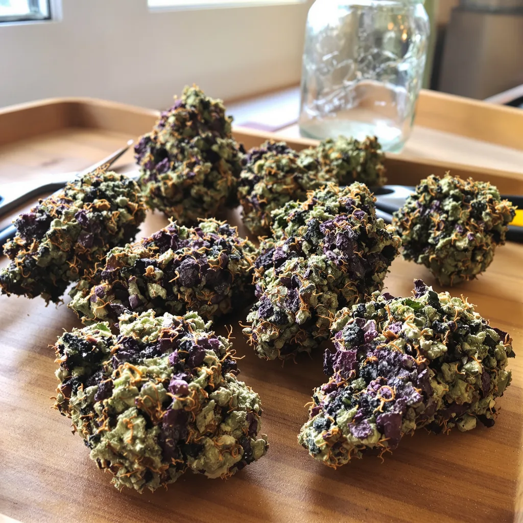 Green Love Potion 76% Indica / 24% Sativa — Blüte mit sichtbaren Trichomen
