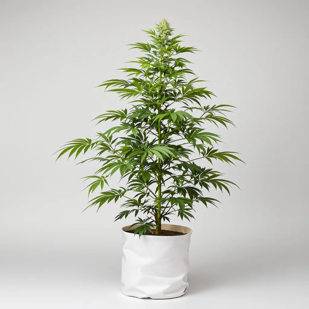 Green Queen Cannabisblüte Nahaufnahme mit ausgewogene Blütenstruktur mit eisigen Trichomen