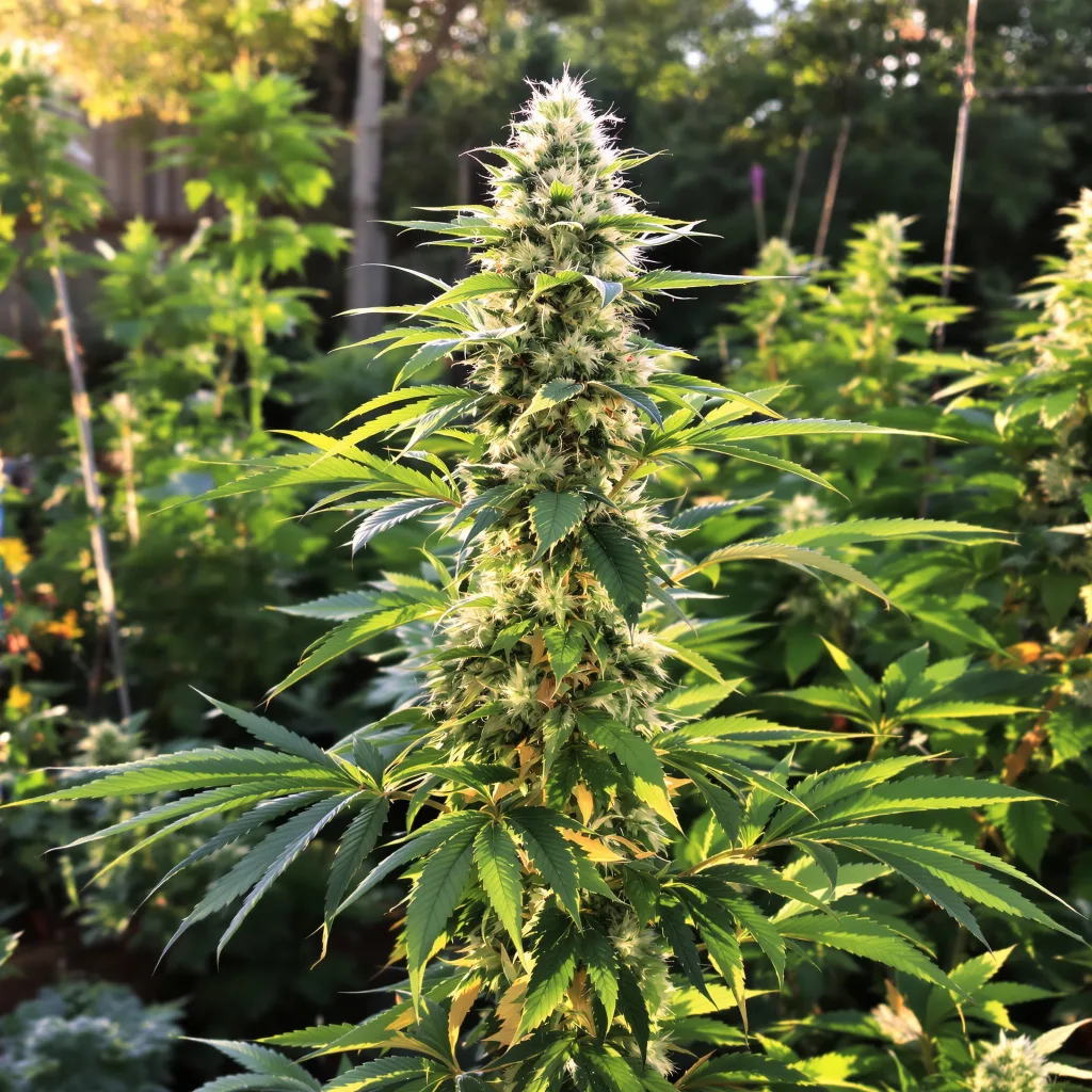 Green Queen 40% Indica / 50% Sativa — Blüte mit sichtbaren Trichomen
