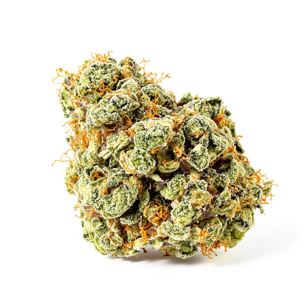 Green Queen 40% Indica / 50% Sativa — Blüte mit sichtbaren Trichomen