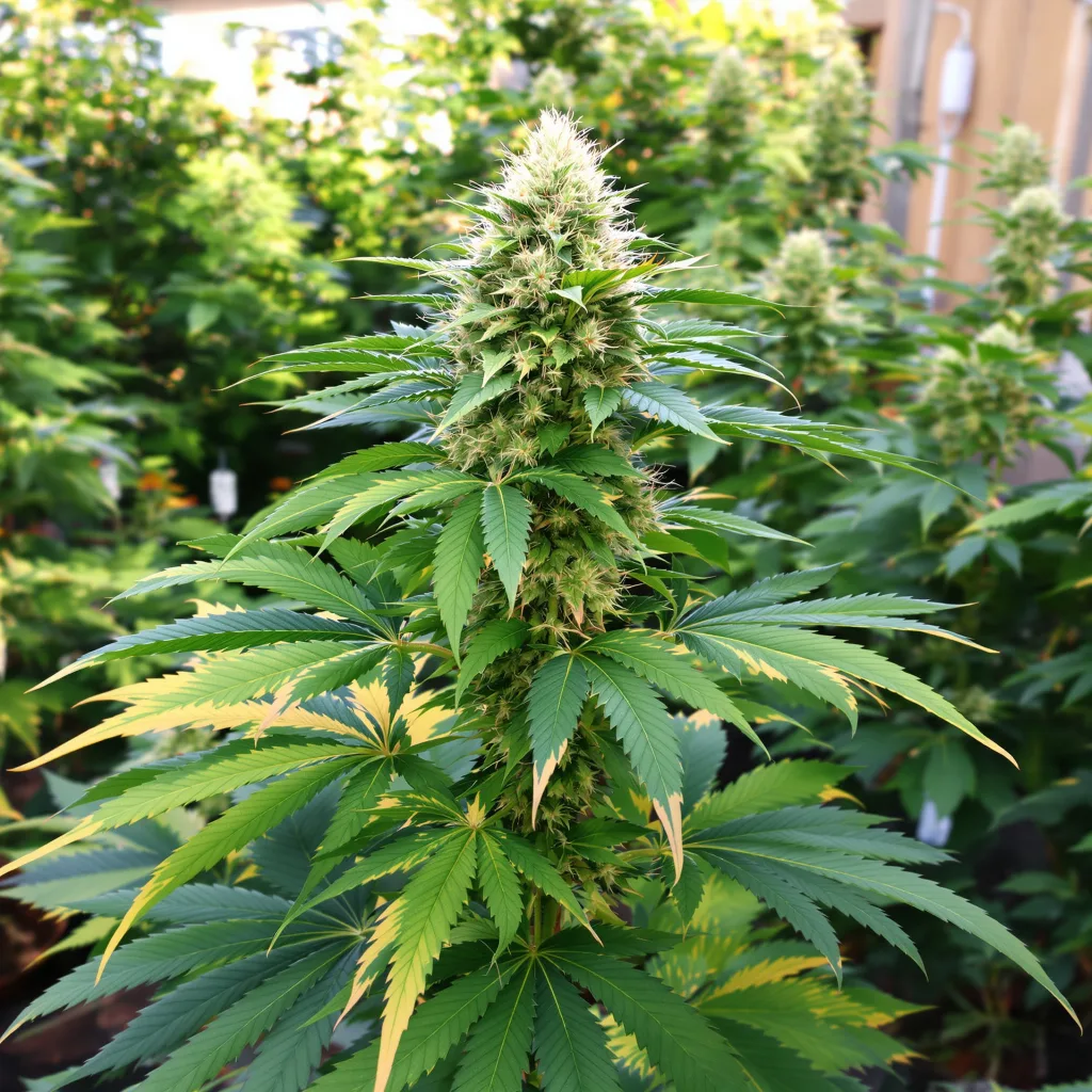 Guard Dawg 88% Indica / 12% Sativa — Blüte mit sichtbaren Trichomen