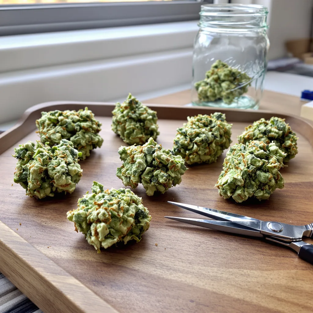 Harle-Tsu CBD 47% Indica / 53% Sativa — Blüte mit sichtbaren Trichomen