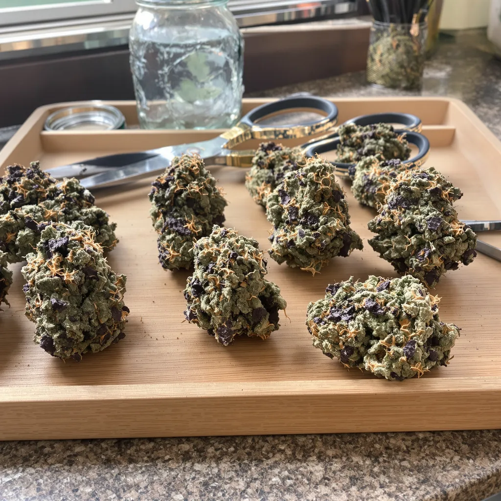 Hash Plant 80% Indica / 20% Sativa — Blüte mit sichtbaren Trichomen
