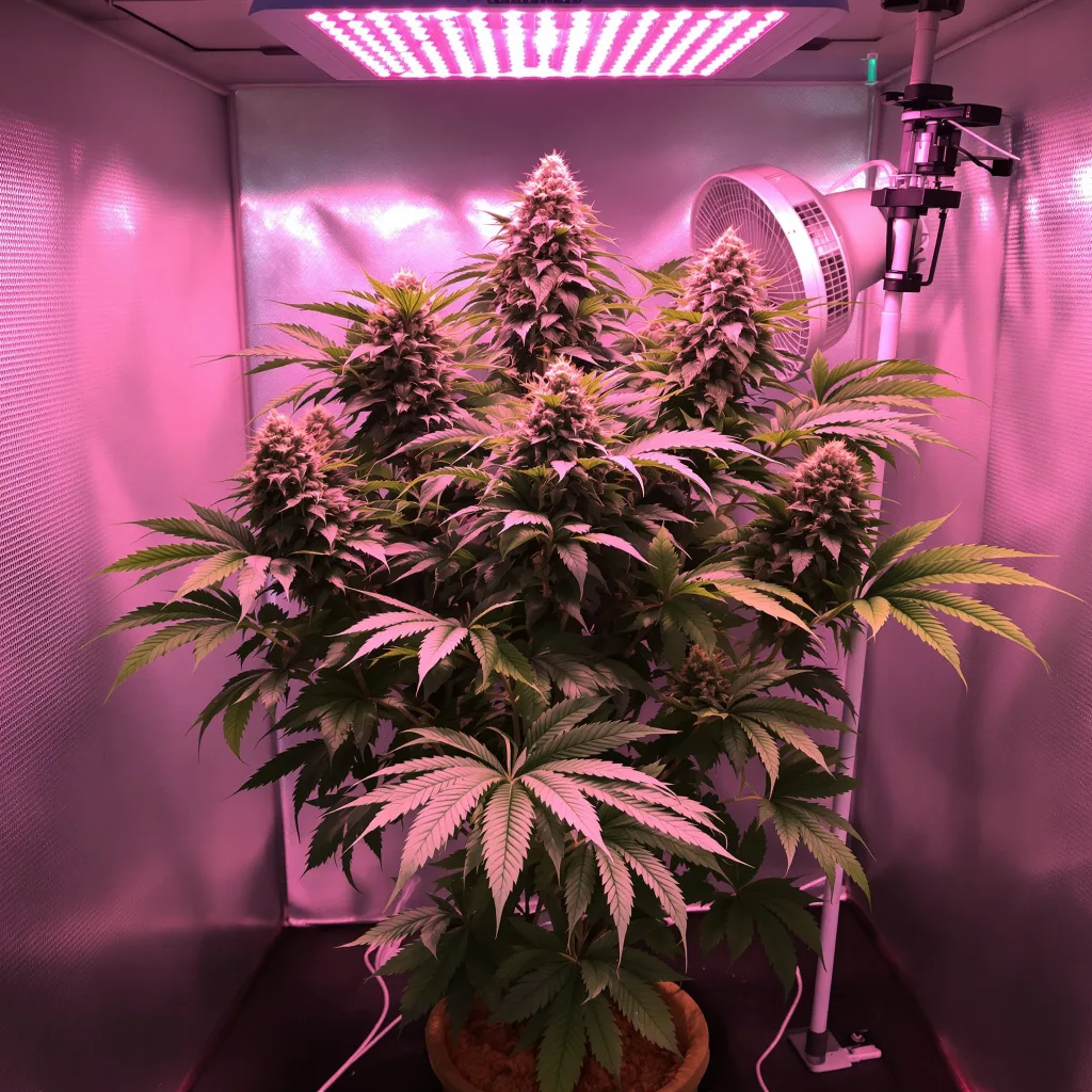 Hash Plant 80% Indica / 20% Sativa — Blüte mit sichtbaren Trichomen