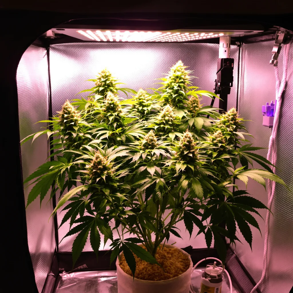 Hashberry 70% Indica / 30% Sativa — Blüte mit sichtbaren Trichomen