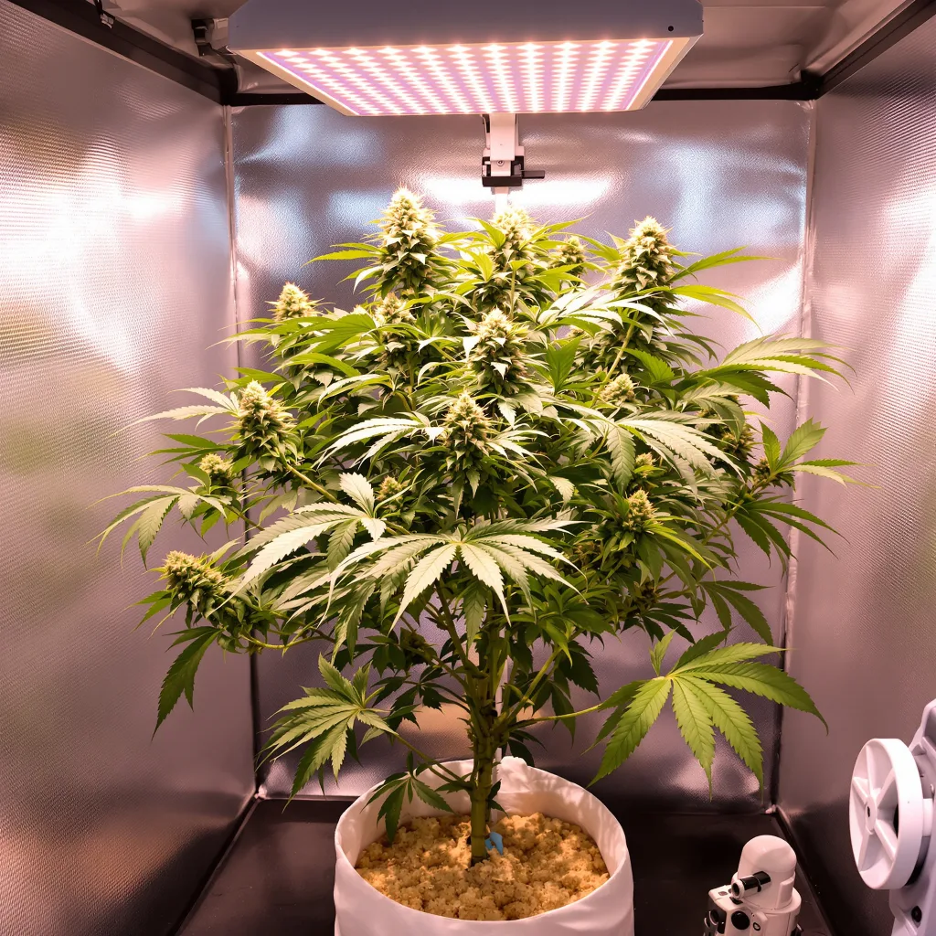 Hawaiian 84% Indica / 16% Sativa — Blüte mit sichtbaren Trichomen