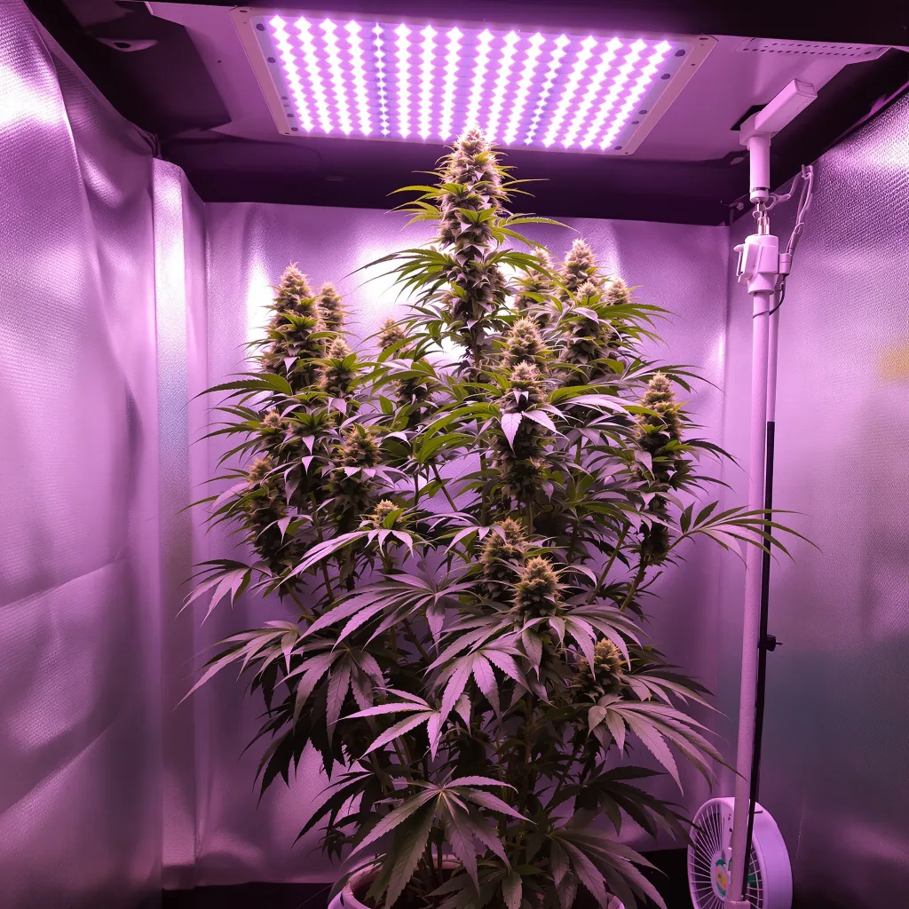 Hawaiian Snow 10% Indica / 90% Sativa — Blüte mit sichtbaren Trichomen