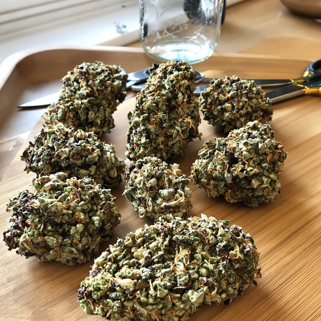 Hells OG Haze 87% Indica / 13% Sativa — Blüte mit sichtbaren Trichomen