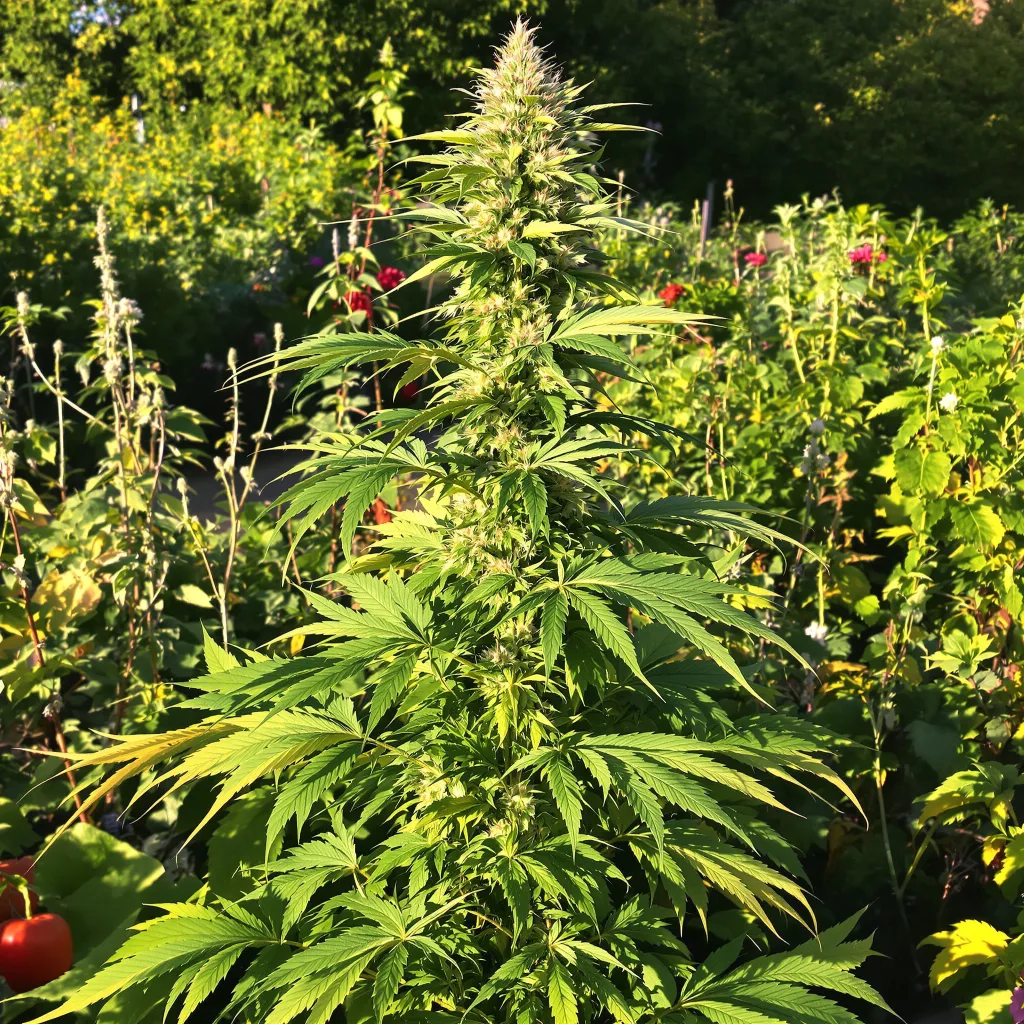 Hempstar 10% Indica / 80% Sativa — Blüte mit sichtbaren Trichomen
