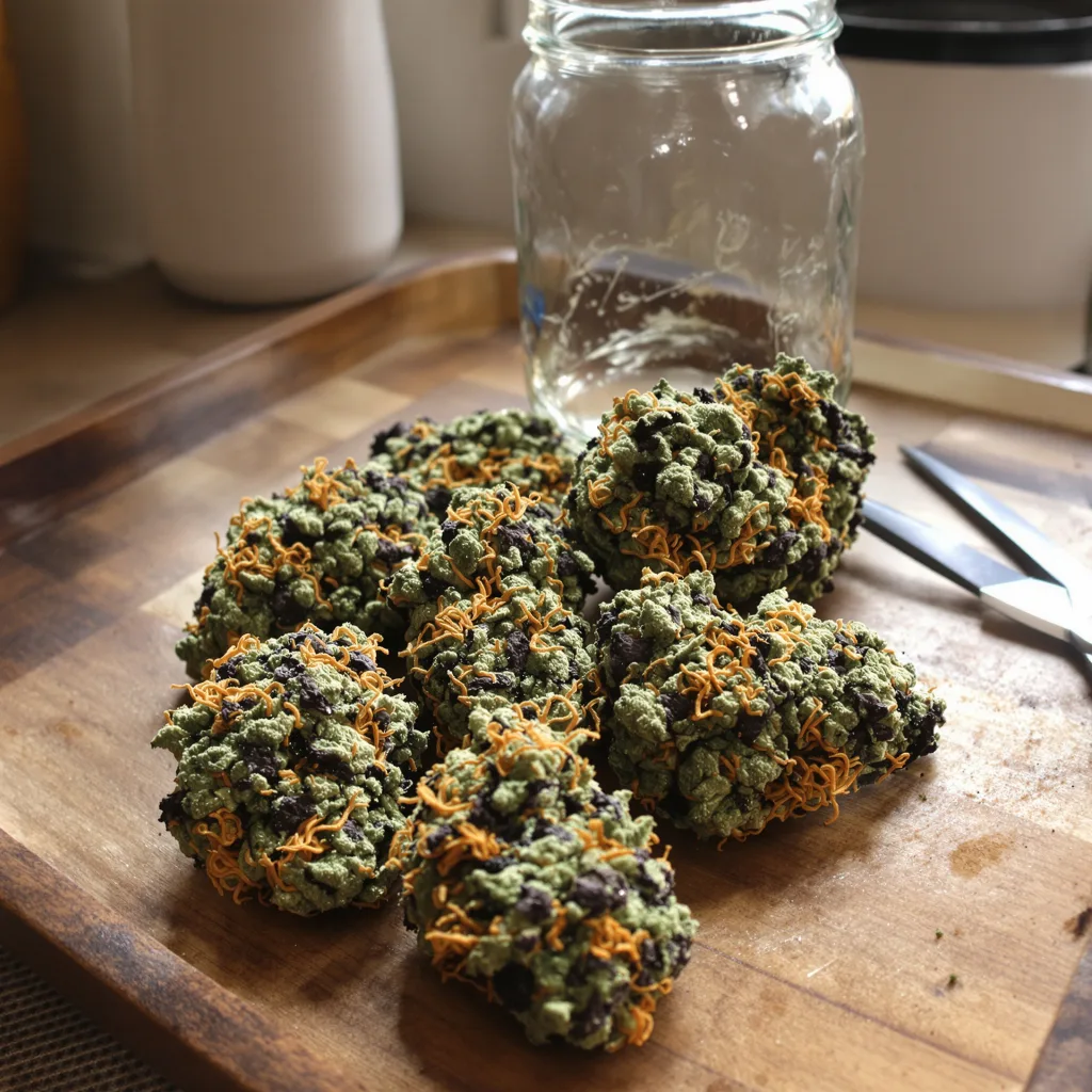 Highwayman 73% Indica / 27% Sativa — Blüte mit sichtbaren Trichomen