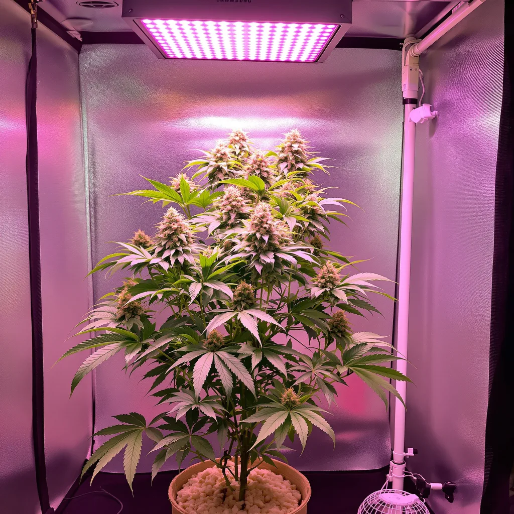 Highwayman 73% Indica / 27% Sativa — Blüte mit sichtbaren Trichomen