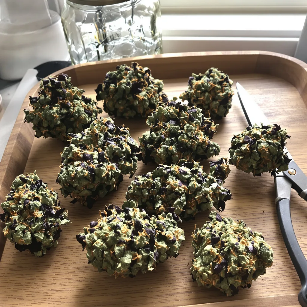 Hog's Breath 66% Indica / 34% Sativa — Blüte mit sichtbaren Trichomen