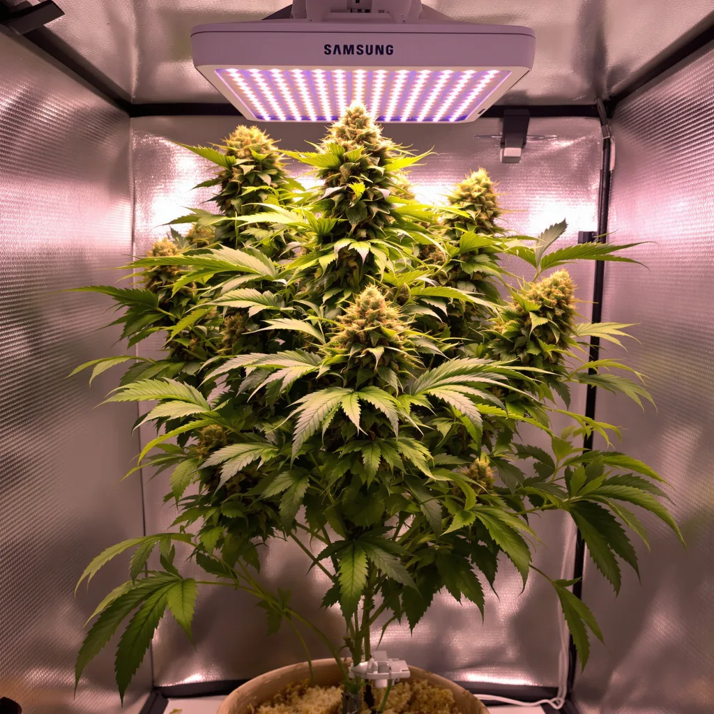Hog's Breath 66% Indica / 34% Sativa — Blüte mit sichtbaren Trichomen