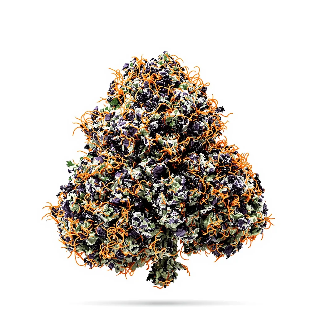 Humboldt Dream 79% Indica / 21% Sativa — Blüte mit sichtbaren Trichomen