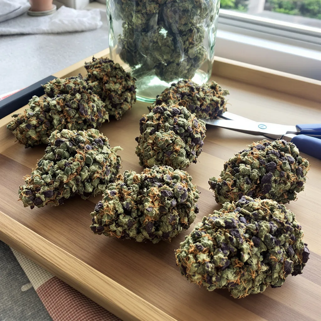 Humboldt Headband 88% Indica / 12% Sativa — Blüte mit sichtbaren Trichomen