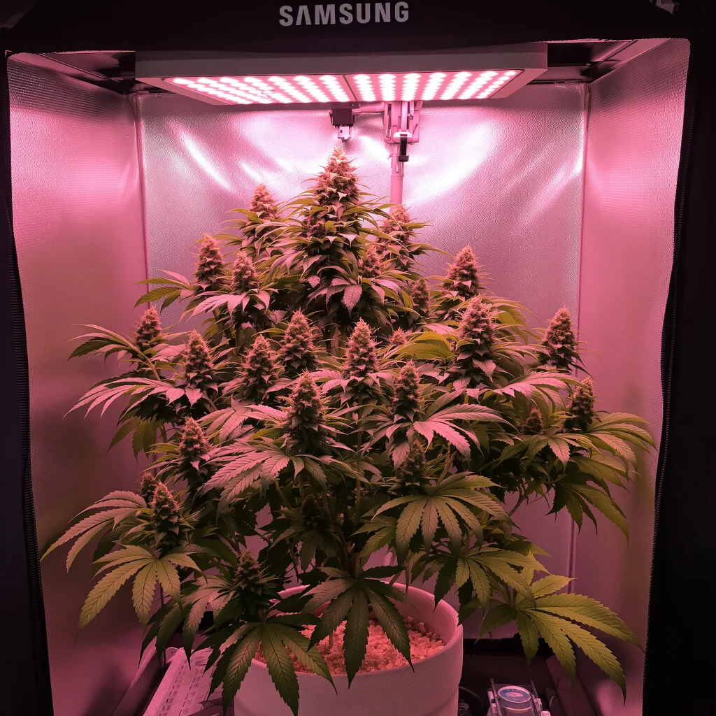 Ice 87% Indica / 13% Sativa — Blüte mit sichtbaren Trichomen