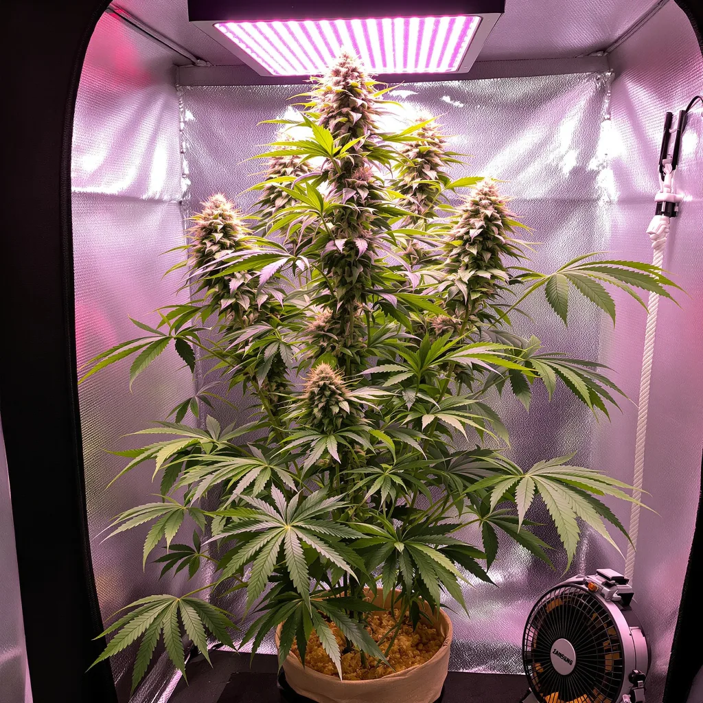 Industrial Plant 20% Indica / 80% Sativa — Blüte mit sichtbaren Trichomen