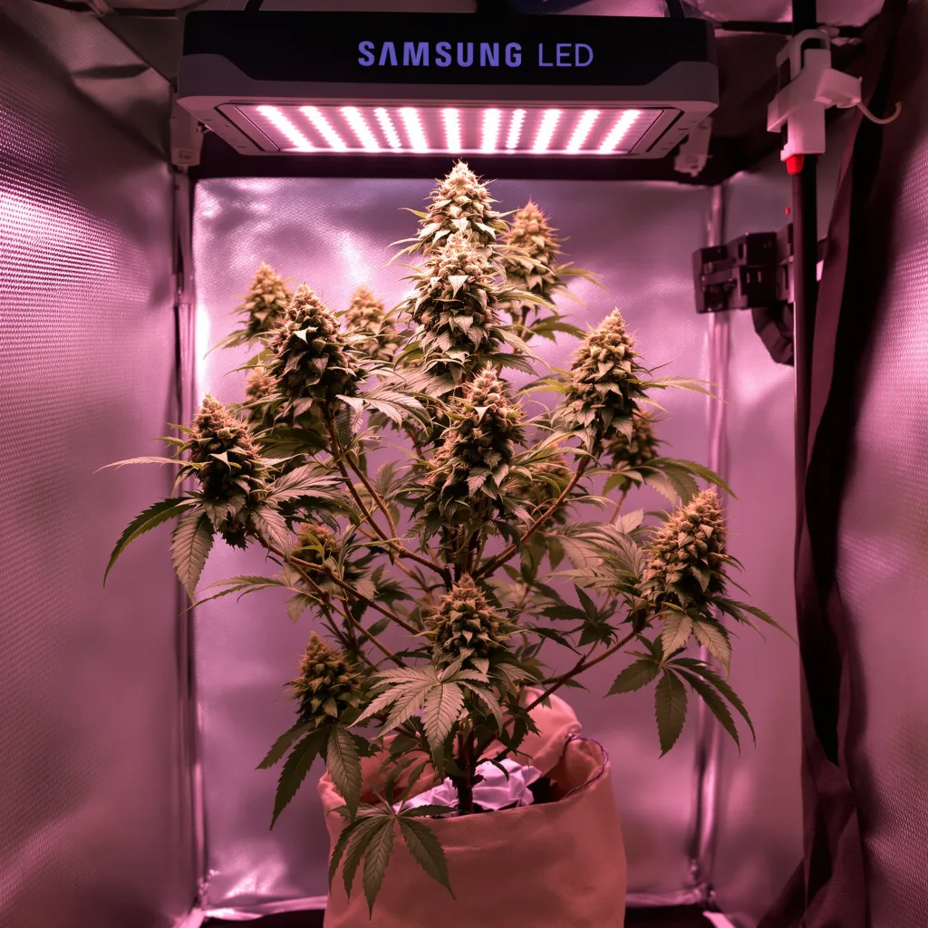 Iron Triangle 44% Indica / 56% Sativa — Blüte mit sichtbaren Trichomen