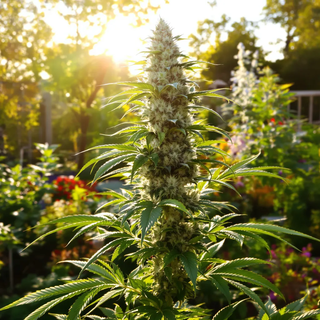 Iron Triangle 44% Indica / 56% Sativa — Blüte mit sichtbaren Trichomen