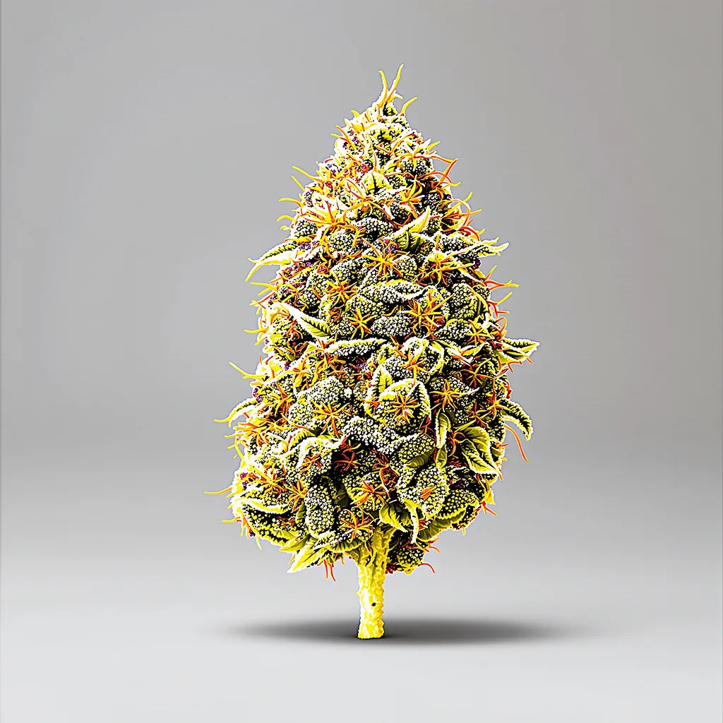 Iron Triangle 44% Indica / 56% Sativa — Blüte mit sichtbaren Trichomen