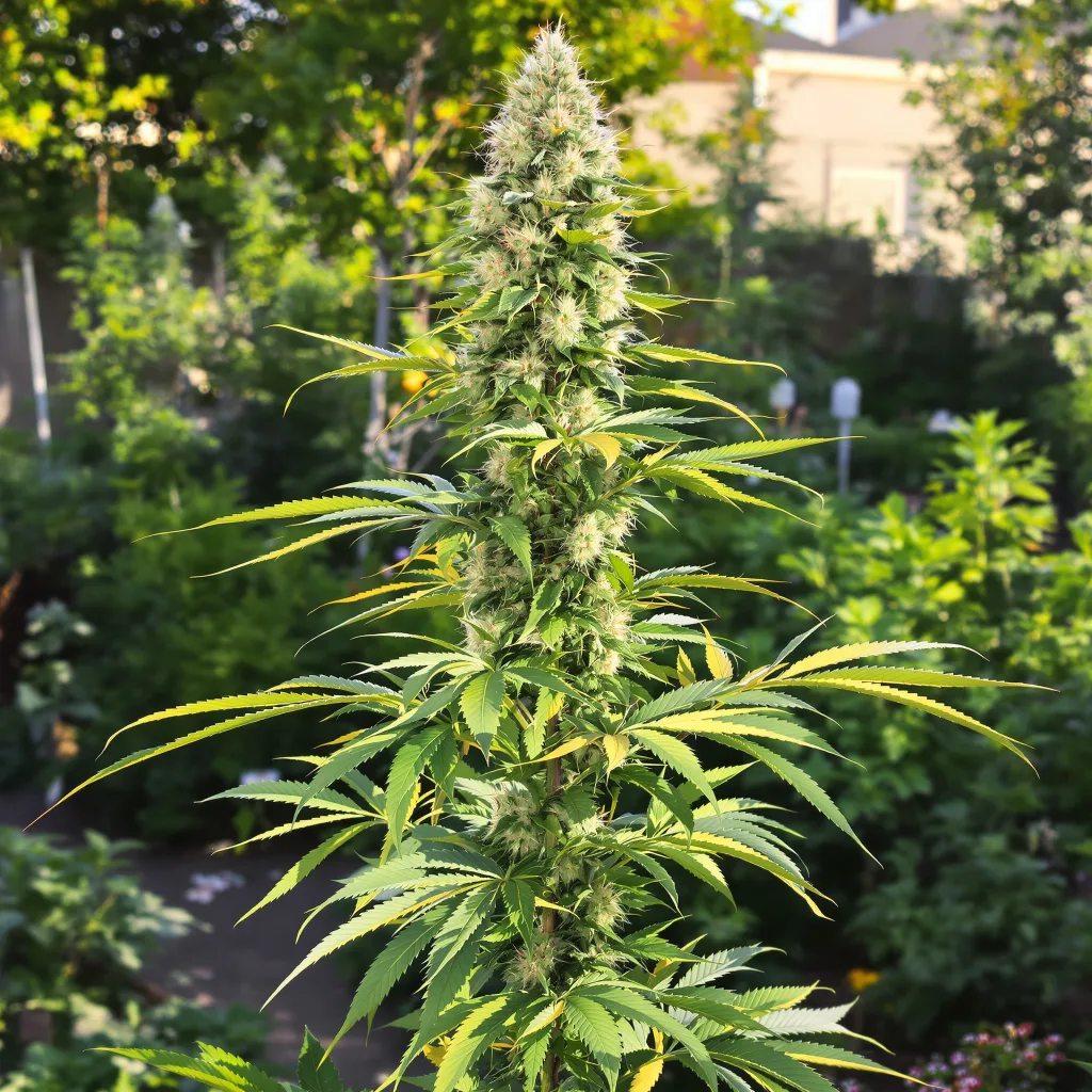 J1 40% Indica / 60% Sativa — Blüte mit sichtbaren Trichomen