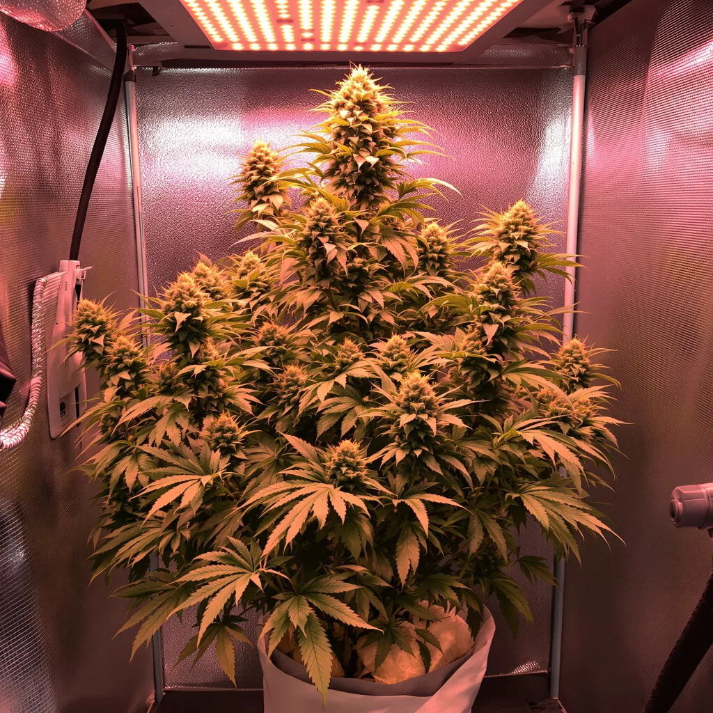 Jack Frost 50% Indica / 50% Sativa — Blüte mit sichtbaren Trichomen