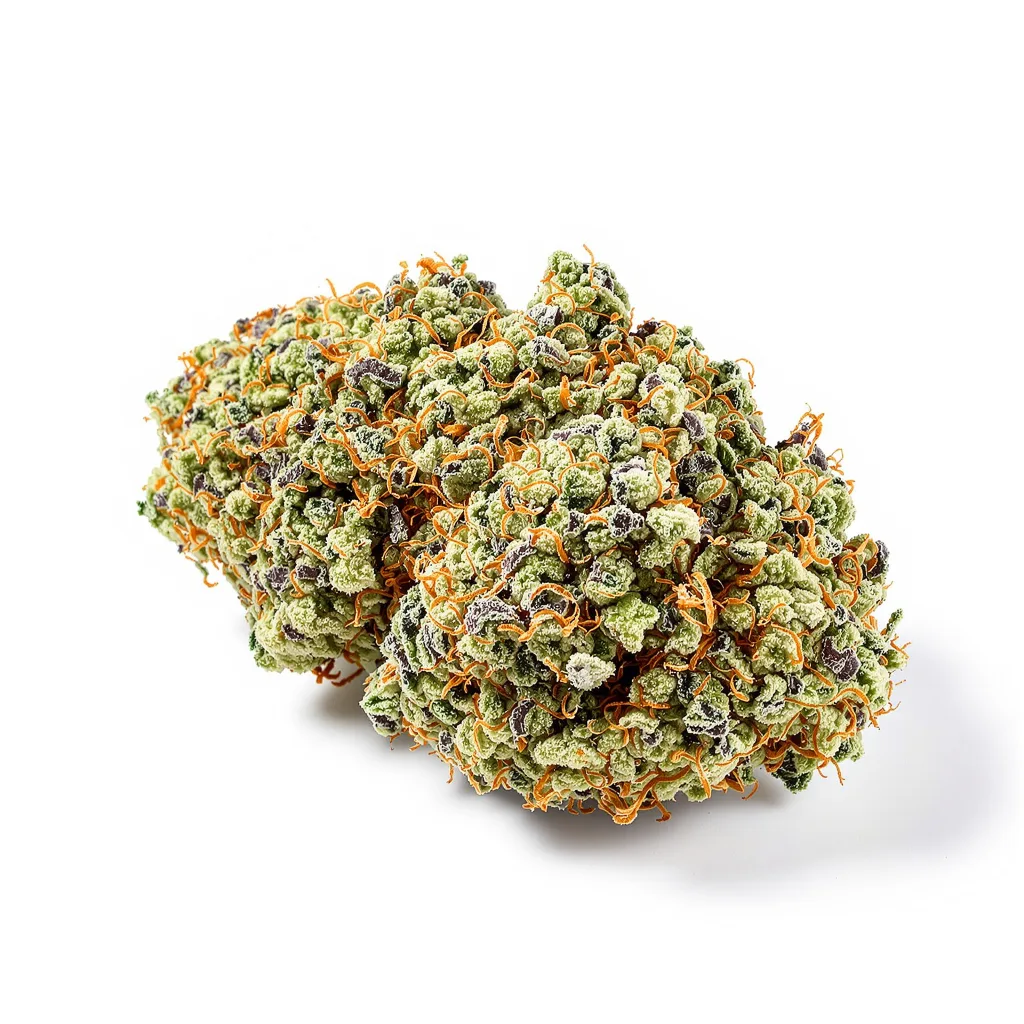 Jack Frost 50% Indica / 50% Sativa — Blüte mit sichtbaren Trichomen