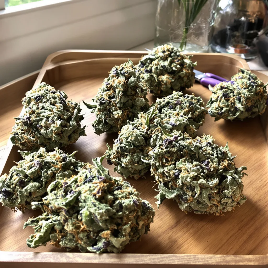 Jack Herer 45% Indica / 55% Sativa — Blüte mit sichtbaren Trichomen