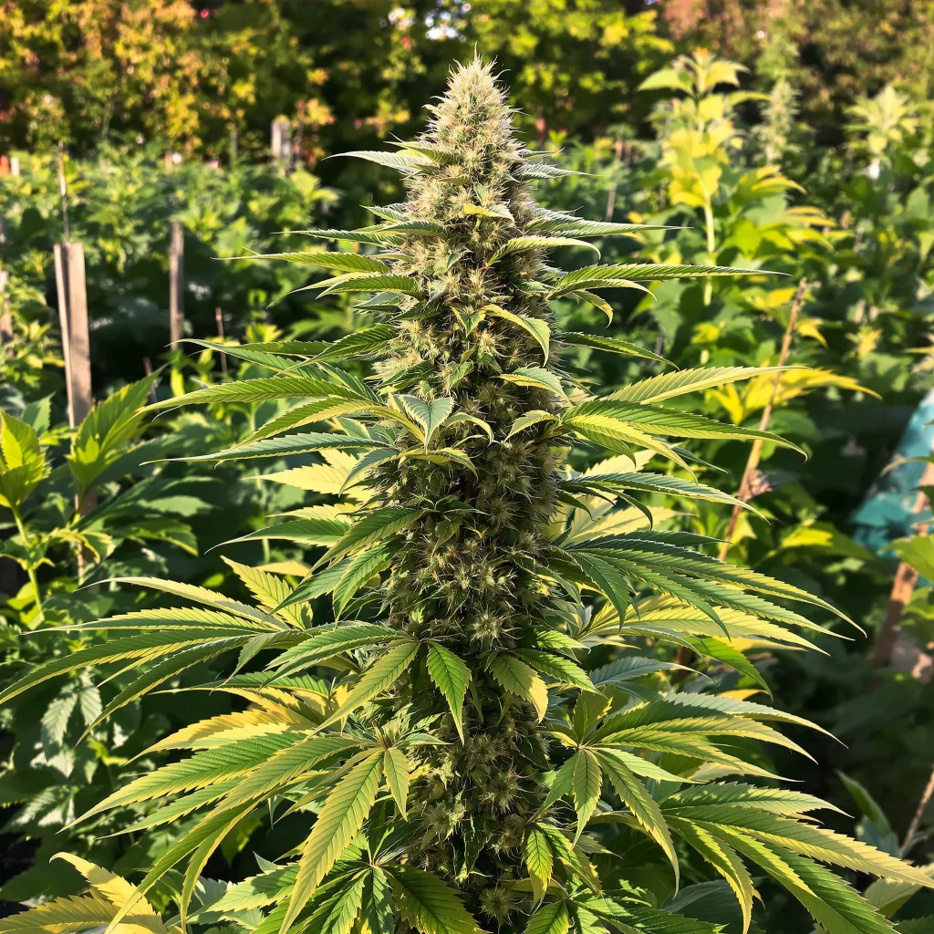 Jack Herer 45% Indica / 55% Sativa — Blüte mit sichtbaren Trichomen