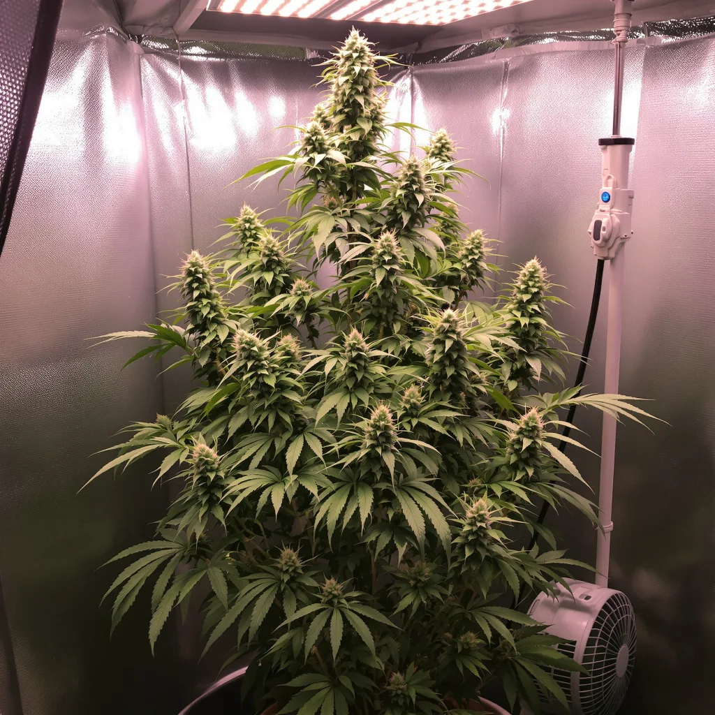 Jack Skellington 25% Indica / 75% Sativa — Blüte mit sichtbaren Trichomen