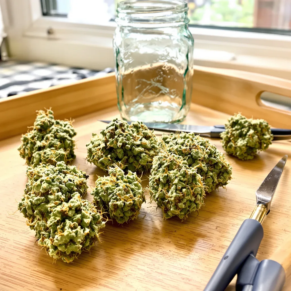 Jack the Ripper 25% Indica / 75% Sativa — Blüte mit sichtbaren Trichomen