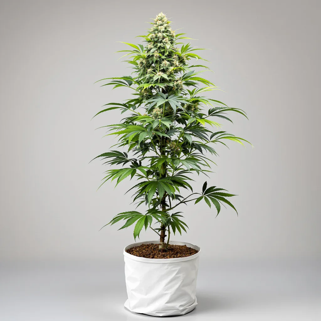 Jacked-Up Cannabisblüte Nahaufnahme mit ausgewogene Blütenstruktur mit eisigen Trichomen