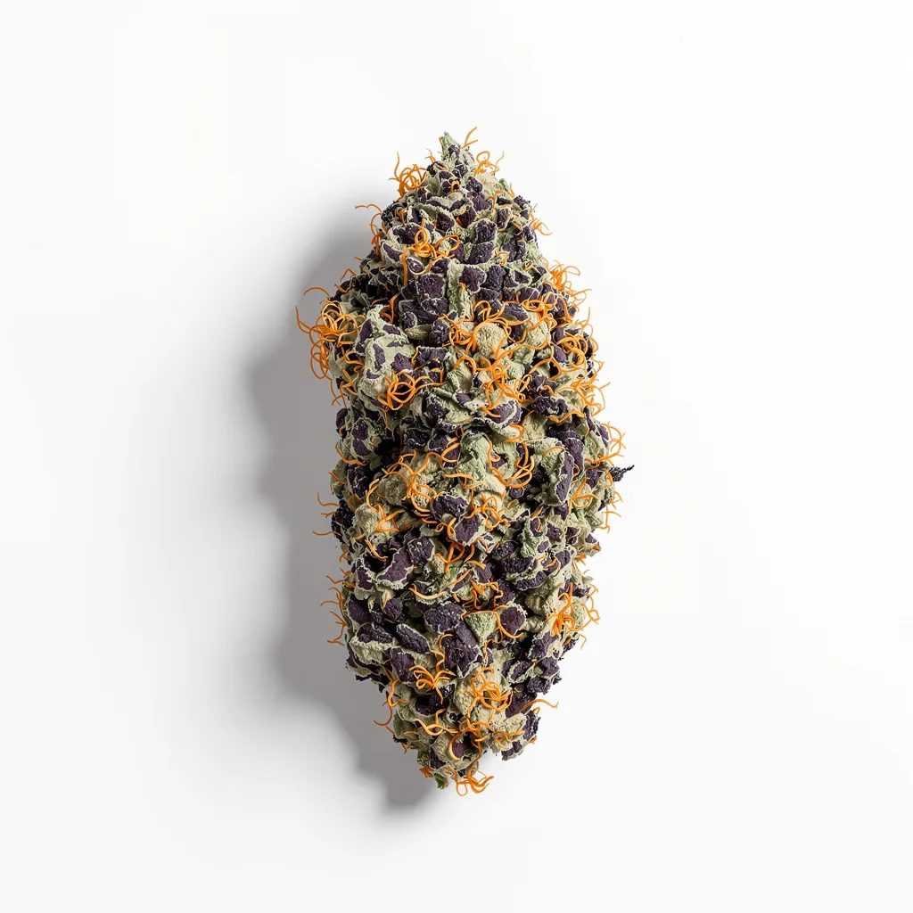 Jawa Pie 73% Indica / 27% Sativa — Blüte mit sichtbaren Trichomen