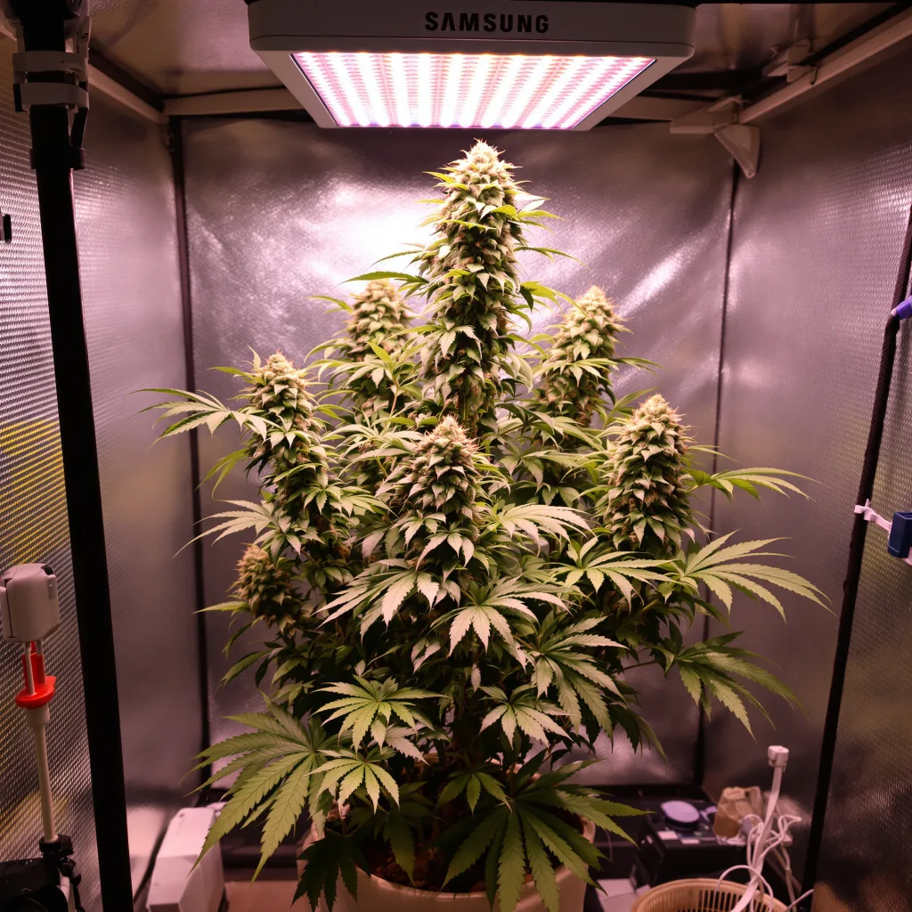 Jedi Cookies 72% Indica / 28% Sativa — Blüte mit sichtbaren Trichomen