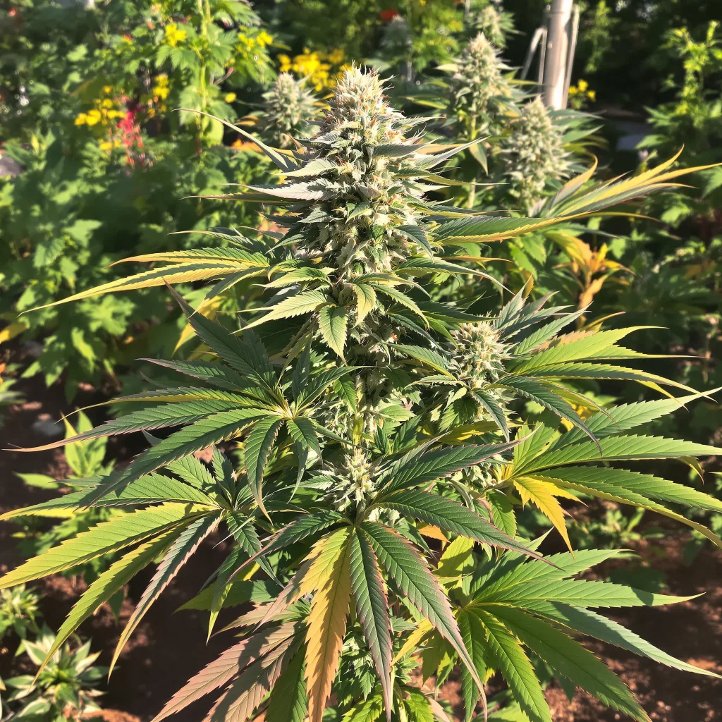 Jedi Kush 90% Indica / 50% Sativa — Blüte mit sichtbaren Trichomen