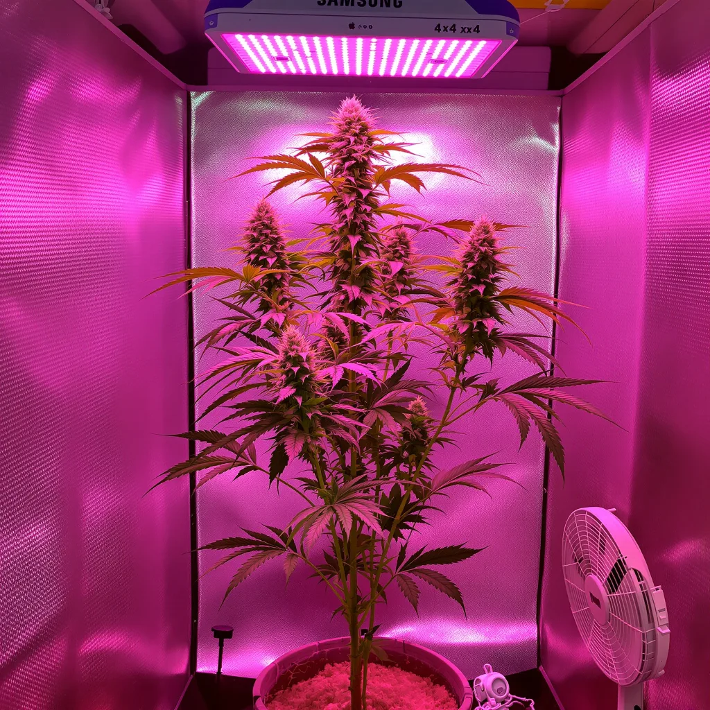 Jesus OG 30% Indica / 70% Sativa — Blüte mit sichtbaren Trichomen