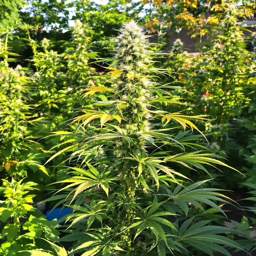 Jesus OG 30% Indica / 70% Sativa — Blüte mit sichtbaren Trichomen