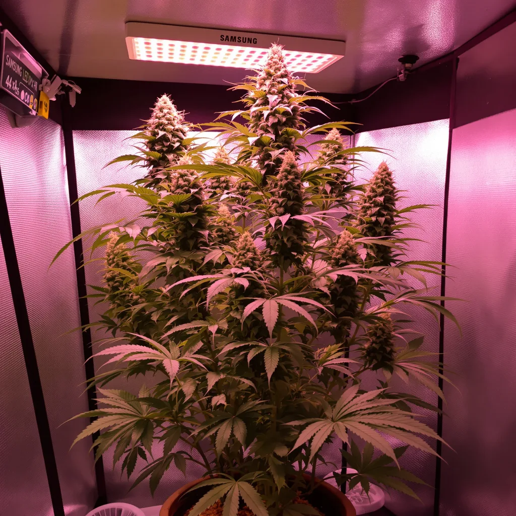 Jet Fuel 30% Indica / 70% Sativa — Blüte mit sichtbaren Trichomen