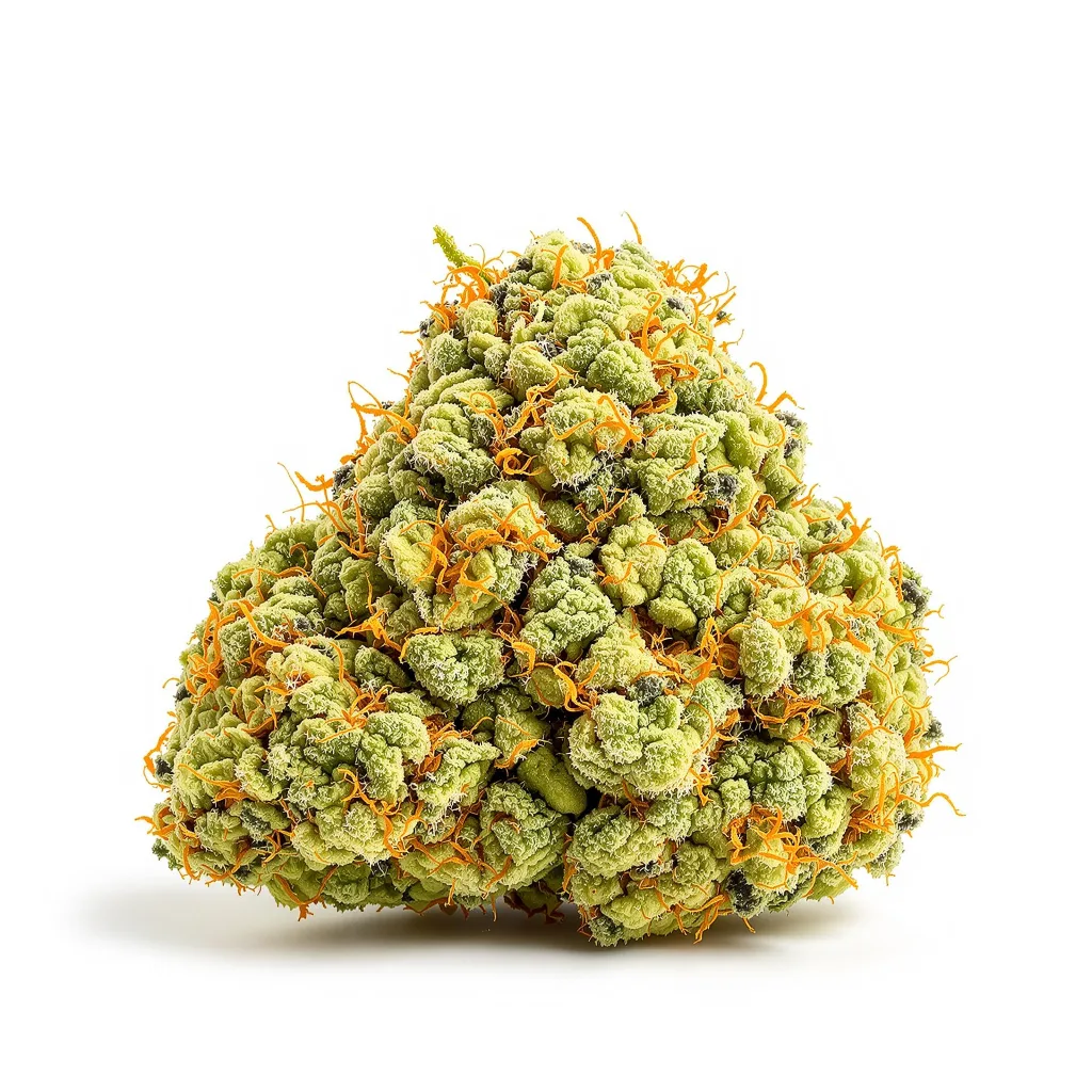 Jet Fuel 30% Indica / 70% Sativa — Blüte mit sichtbaren Trichomen