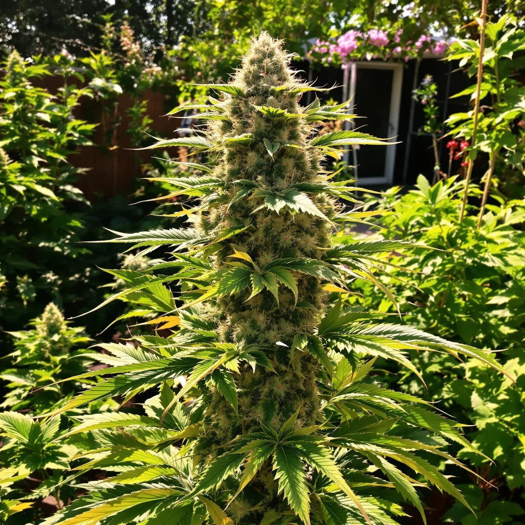 Jillybean 40% Indica / 60% Sativa — Blüte mit sichtbaren Trichomen