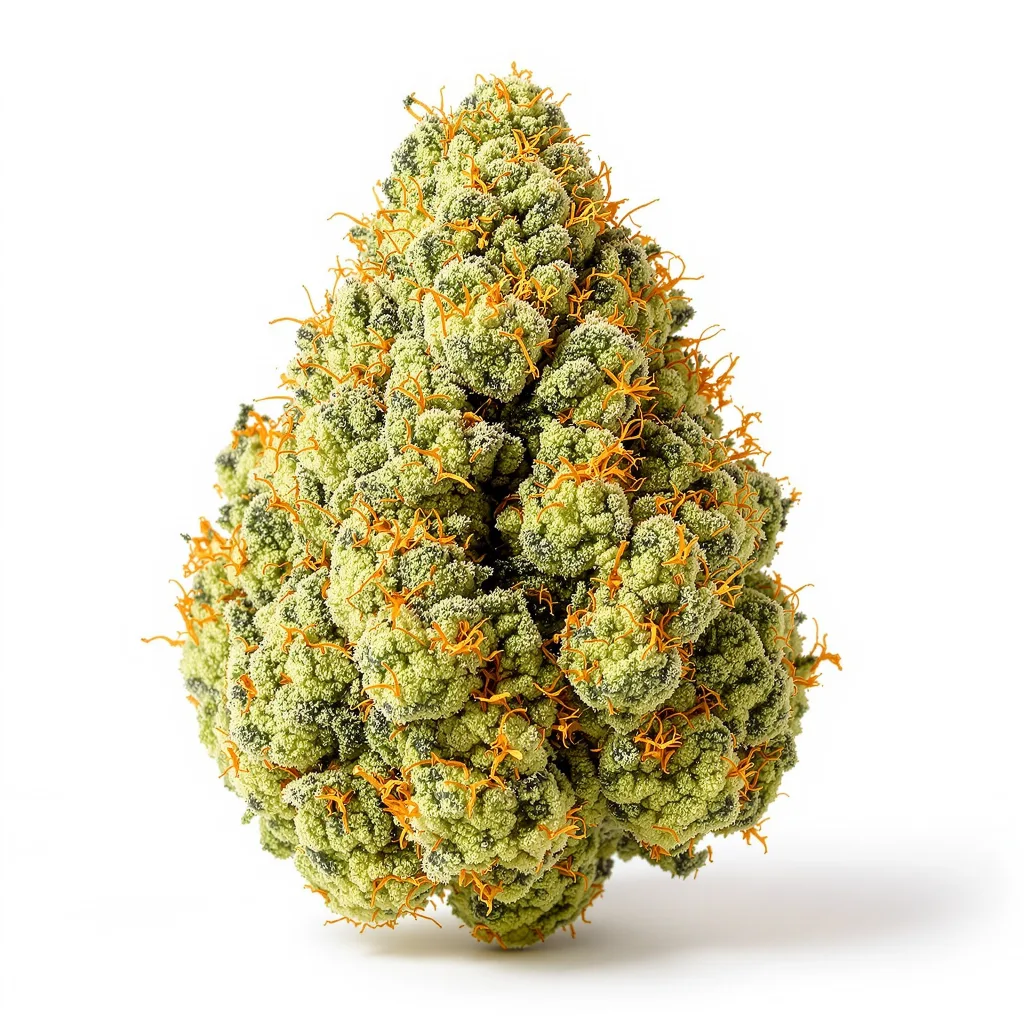 Jungle Juice 7% Indica / 93% Sativa — Blüte mit sichtbaren Trichomen