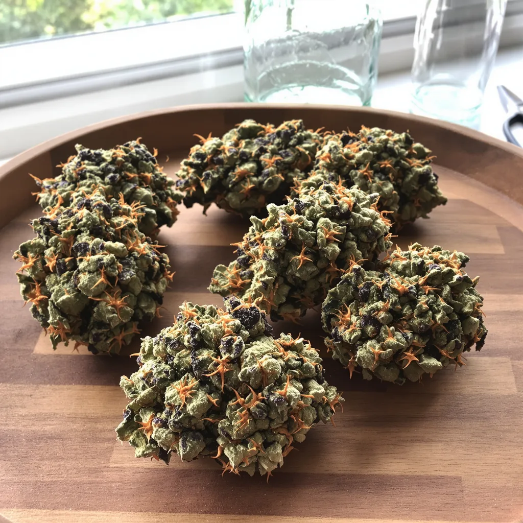 Kandahar 81% Indica / 19% Sativa — Blüte mit sichtbaren Trichomen